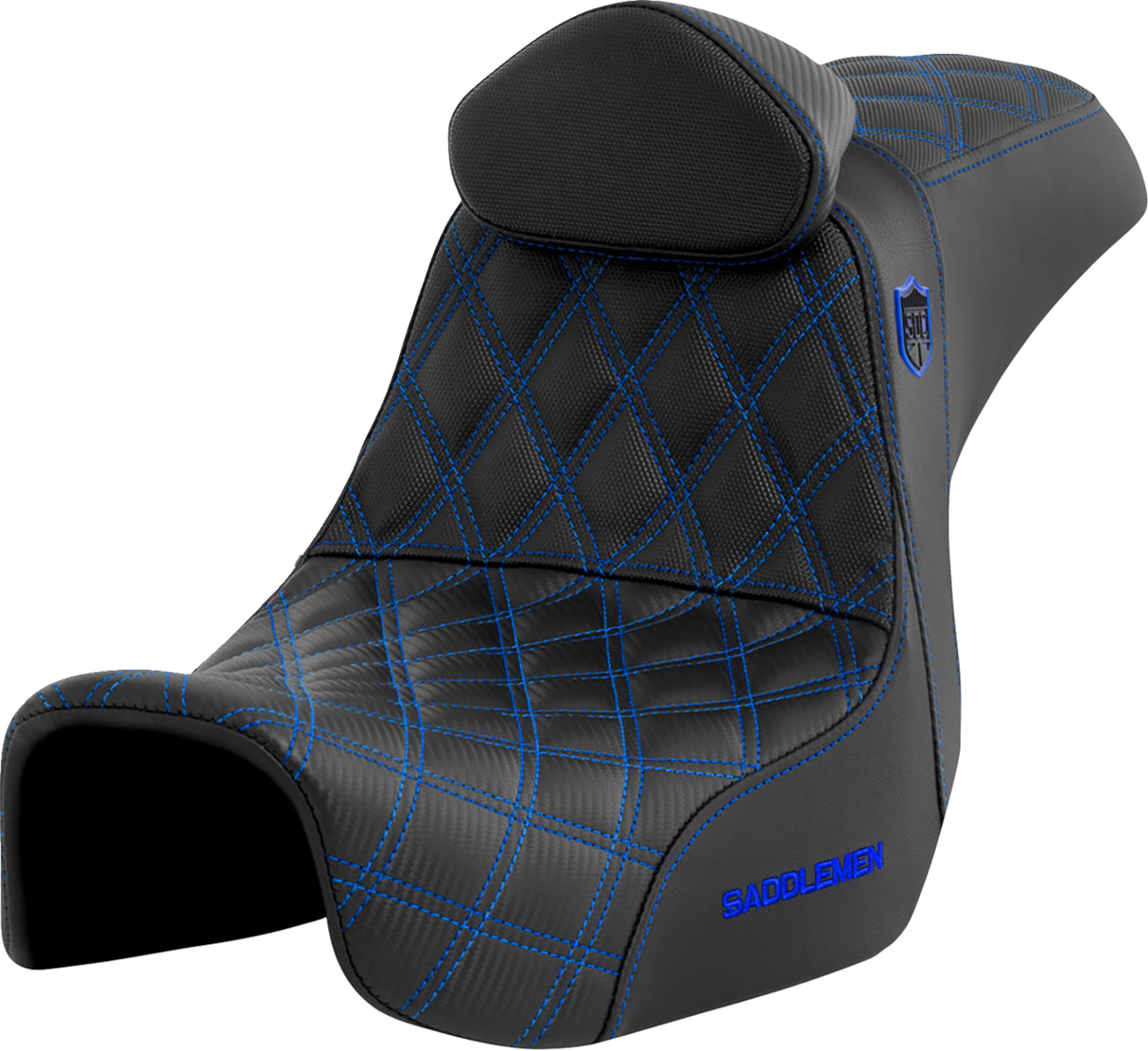 SADDLEMEN Pro Series SDC Performance Seat - w/ Backrest - Blue Stitch - Dyna '06-'17 SC80604BLURT
