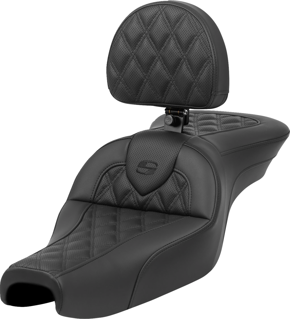 SADDLEMEN Roadsofa* Seat with Backrest - Lattice Stitch - XL '04-'22 - Part 807-11-182BR