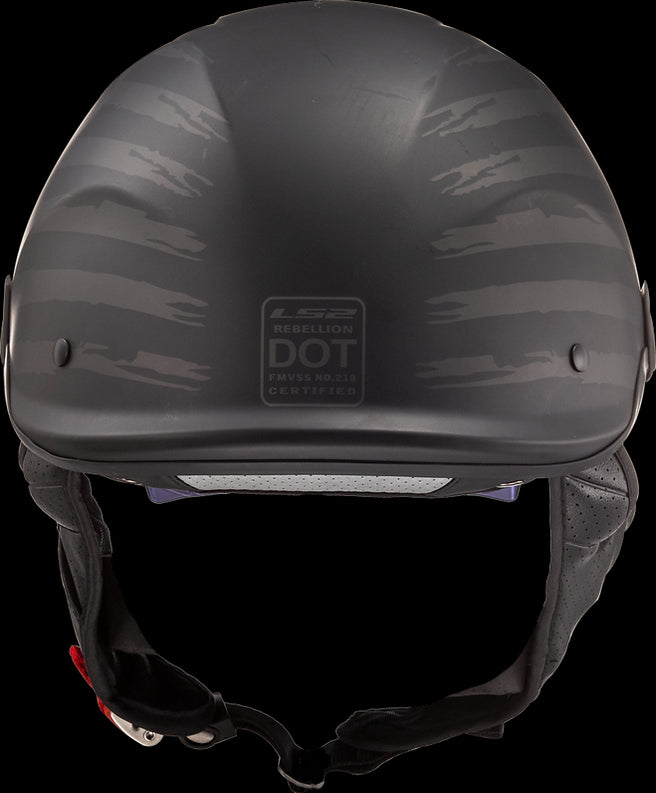 (Open Box) LS2 - Rebellion 1812 Half Helmet Helmet - Matte Black - MD