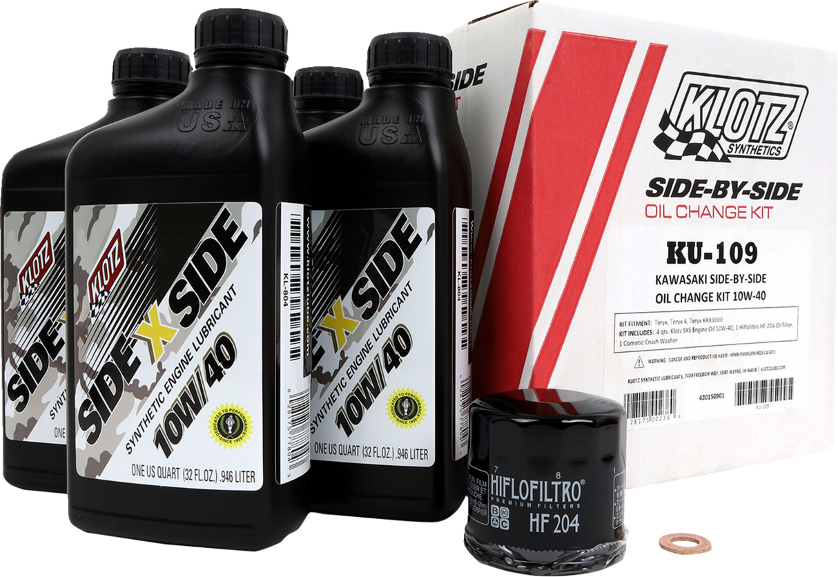 KLOTZ OIL Oil Change Kit - Kawasaki - 10W/40 KU-109