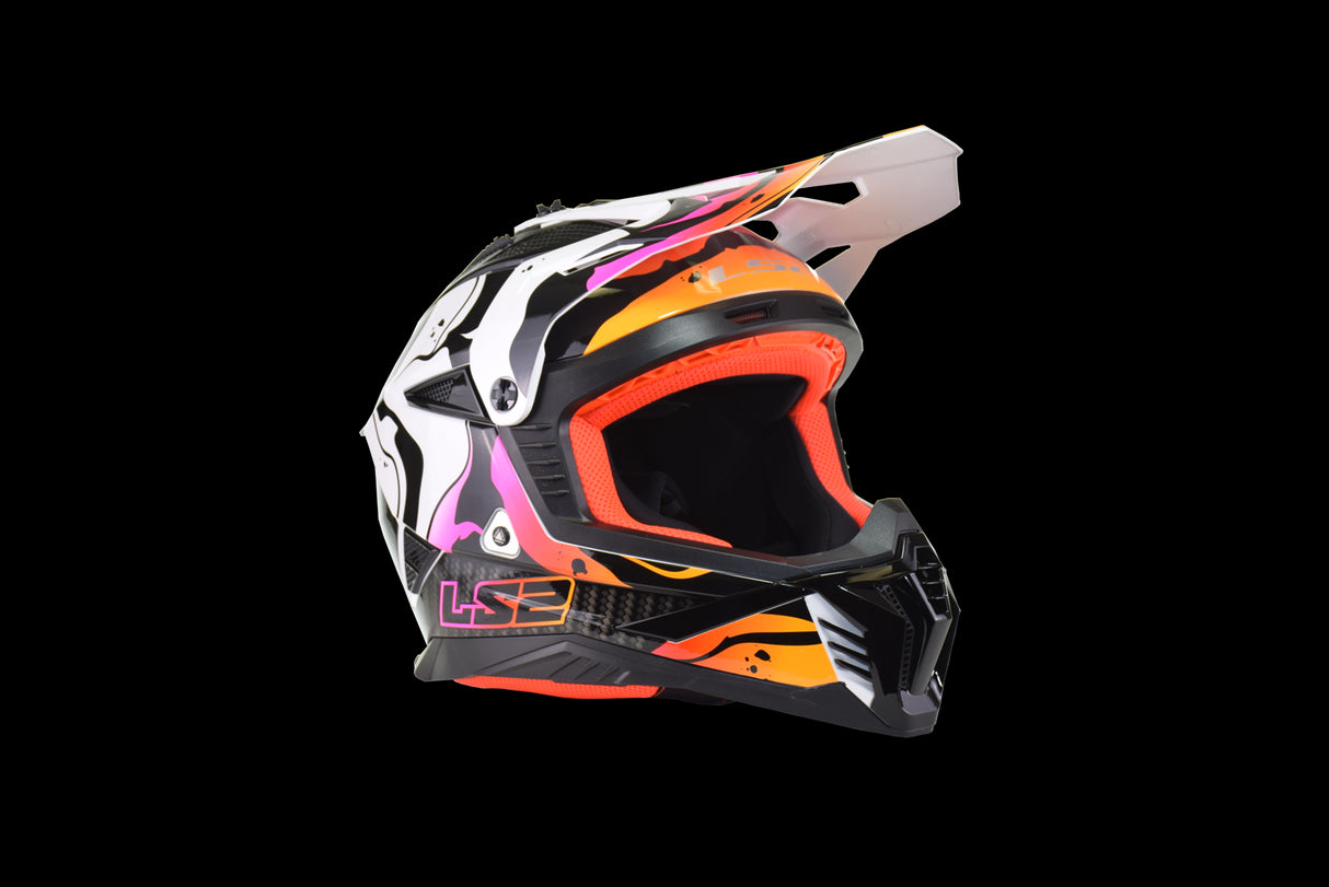 LS2 - Gate II Motocross Helmet - Wash - Gloss White/Orange/Purple