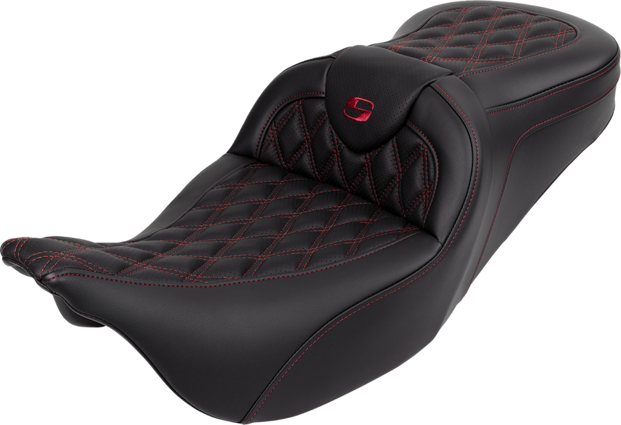SADDLEMEN Roadsofa* Seat - with Backrest - Wine Berry Stitch - FL '08-'23 808-07B-182B8