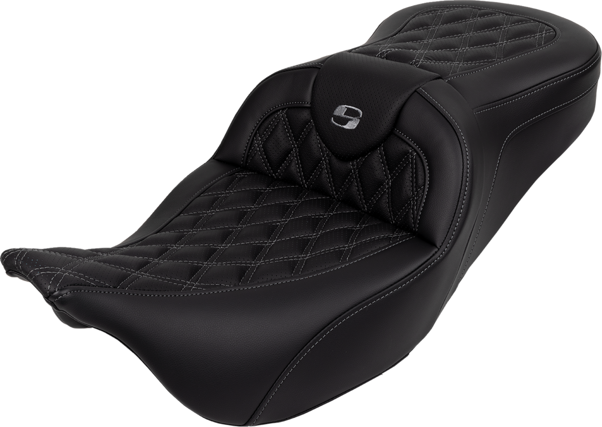 SADDLEMEN Roadsofa* Seat - with Backrest - Dark Gray Stitch - FL '08-'23 808-07B-182B2