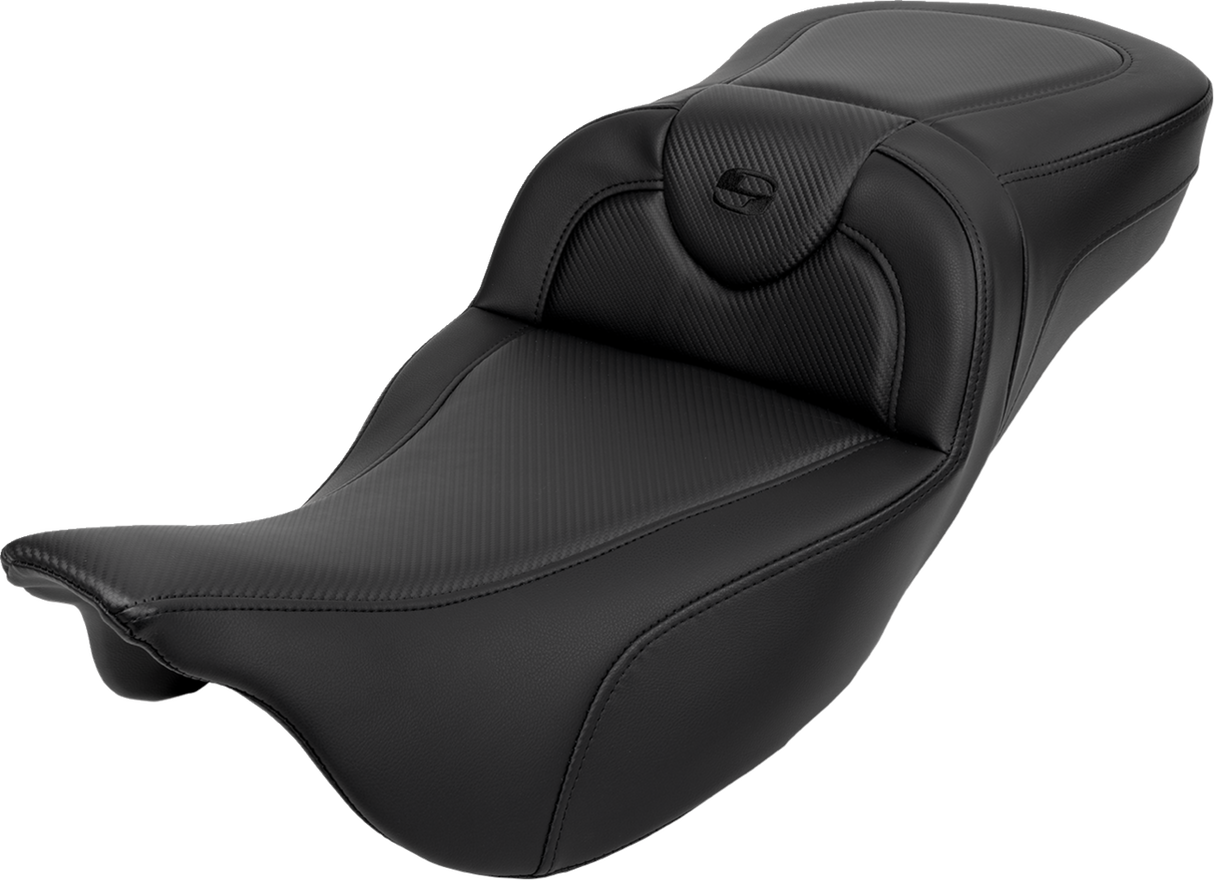 SADDLEMEN Roadsofa* Extended Reach Seat - Carbon Fiber - Black Stitch - Backrest - FL '08-'23 808-07B-186B0