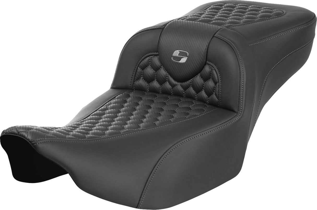 SADDLEMEN Roadsofa* Extended Reach Seat - without Backrest - Honeycomb - Dark Gray Stitch - FLTR/FLHX '23-'24 823-07-19002