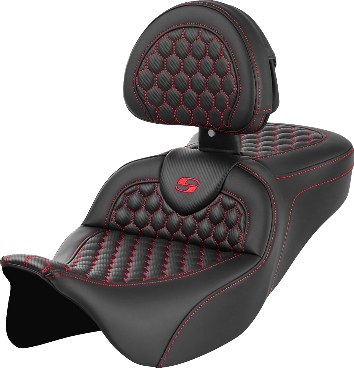 SADDLEMEN RoadSofa™ Seat - Honeycomb with Backrest - FLH/FLT '08-'23 808-07B-189B4