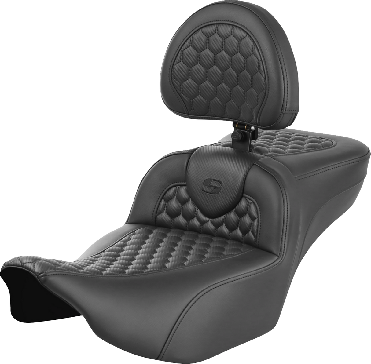 SADDLEMEN Roadsofa* Extended Reach Seat with Backrest - Part 823-07-190B0 - Honeycomb for FLTR/FLHX '23-'24