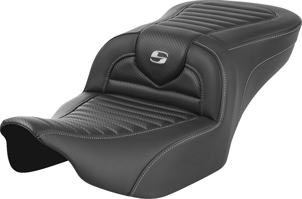SADDLEMEN Roadsofa* Seat without Backrest - Tuck-n-Roll - Carbon Fiber - FLTR/FLHX '23-'24 - Part 823-07-20400