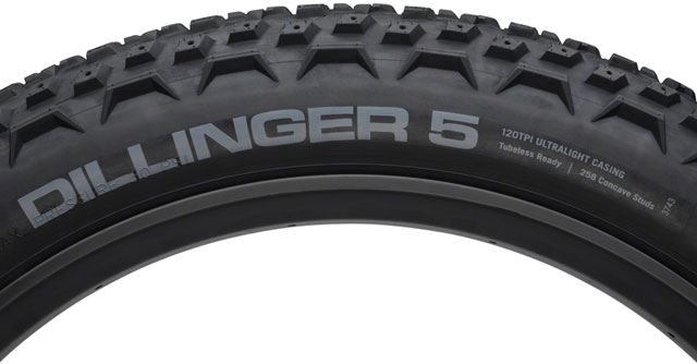 45NRTH Dillinger 5 Fat Bike Tire - 26x4.6 Black | 120 TPI Tubeless | Custom Studdable