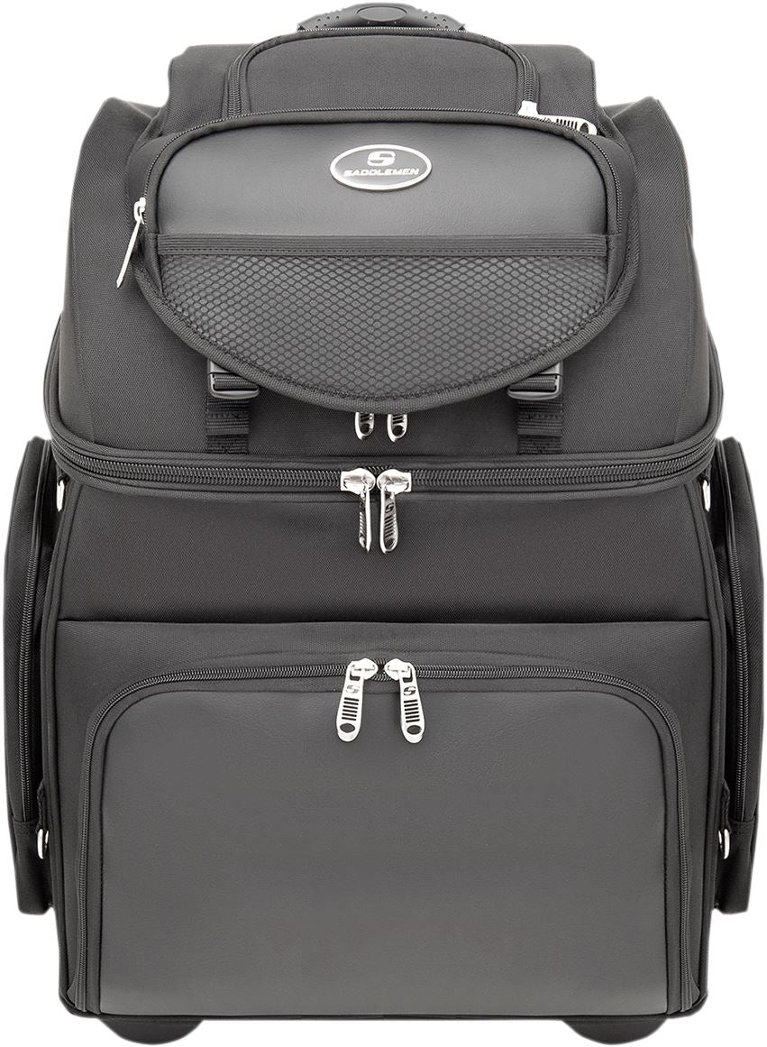 Saddlemen BR4200 Motorcycle Sissy Bar Bag | Expandable Pockets, Adjustable Backrest & Rain Cover