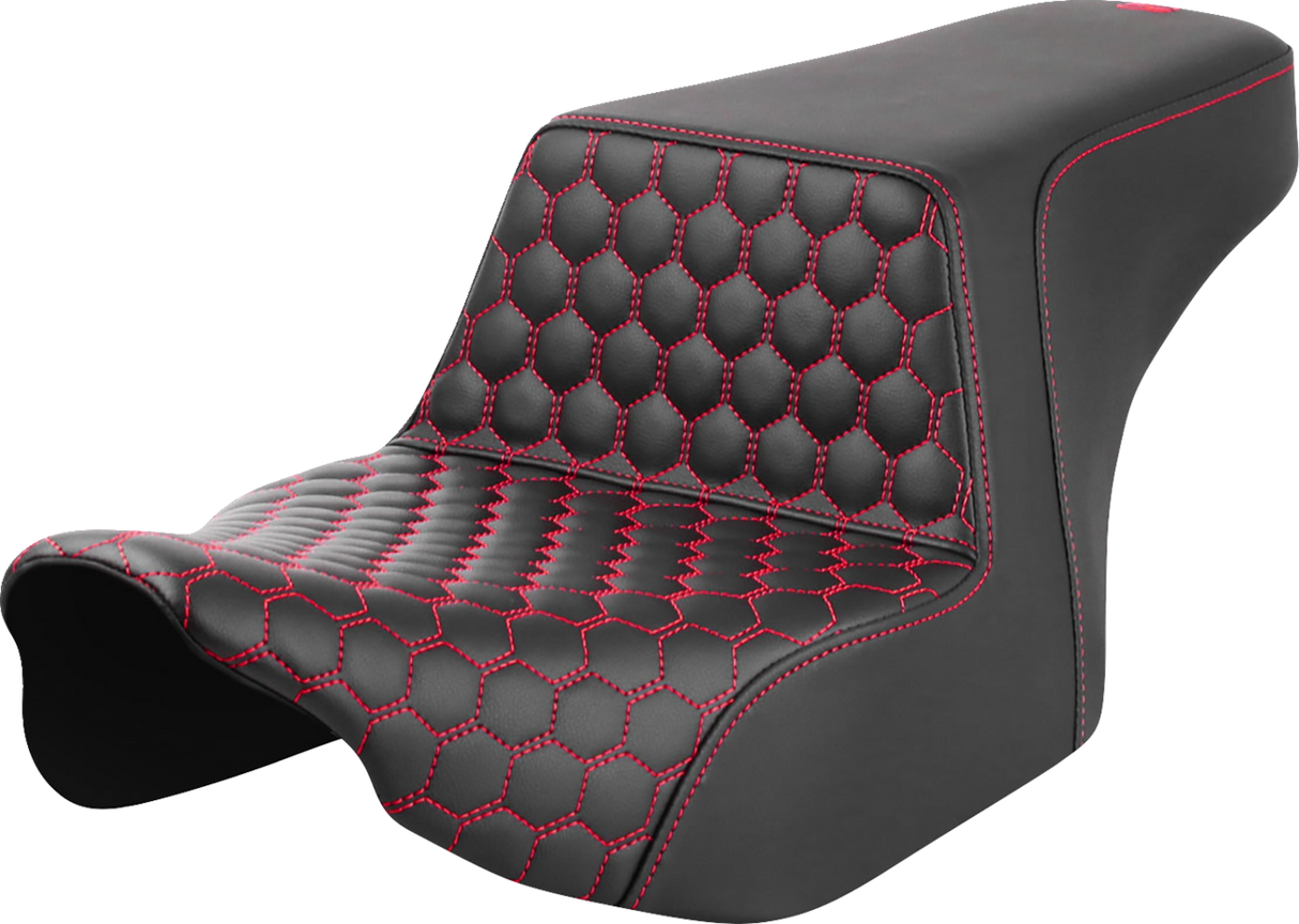 SADDLEMEN Step-Up Seat - Front Honeycomb - Red Stitching - FL '23-'24 823-07-17704