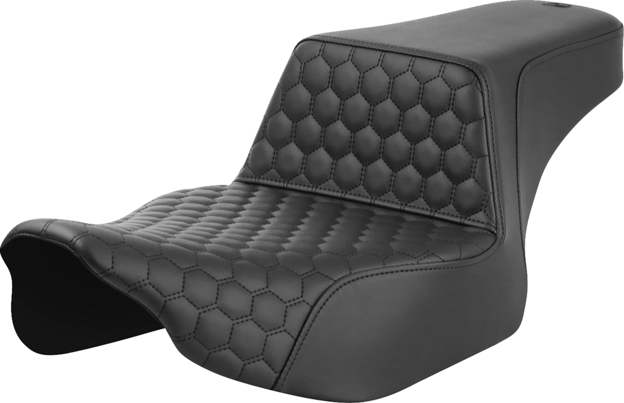 SADDLEMEN Step-Up Seat - Extended Reach - Front Honeycomb - Black Stitch - FL '23-'24 823-07-17800