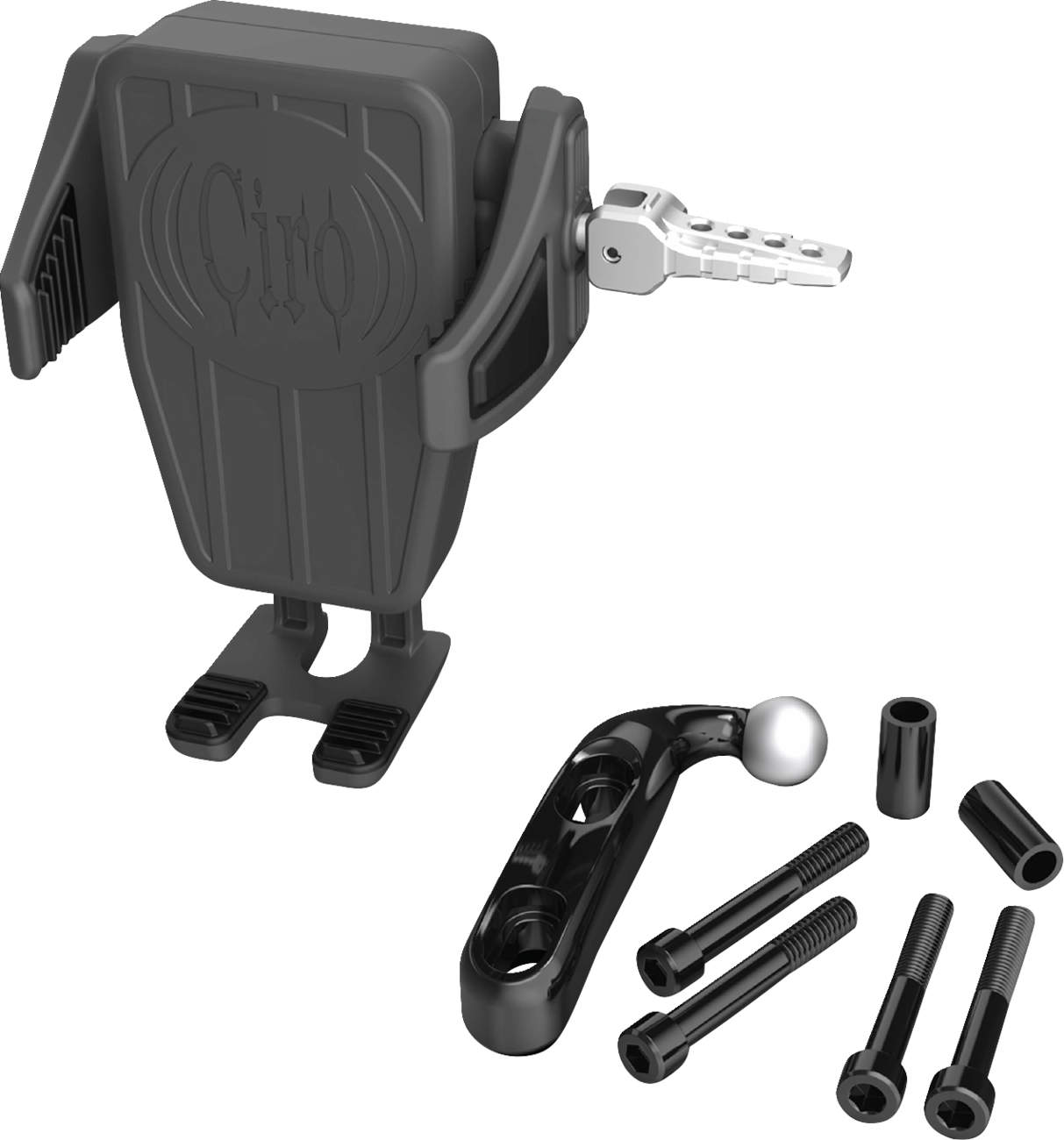 CIRO Phone Holder - Cybercharger® - Gen 2 - Black - Chrome Offset Perch Mount 55310