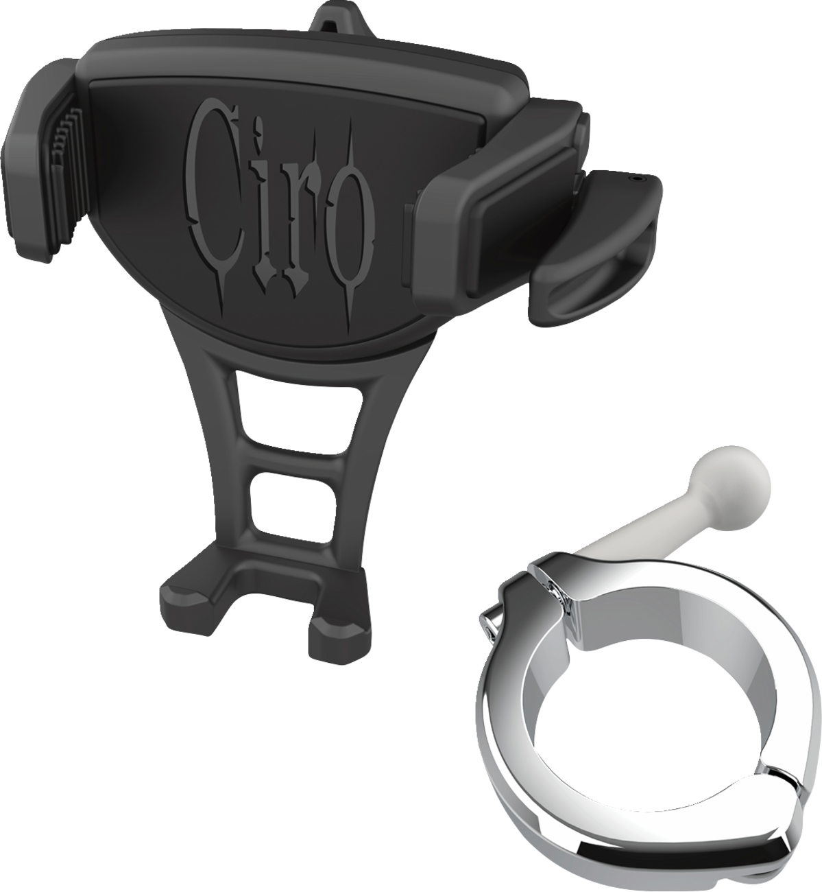 CIRO Phone Holder - Constrictor - Black - Chrome 1-1/2" Handlebar Mount 50356