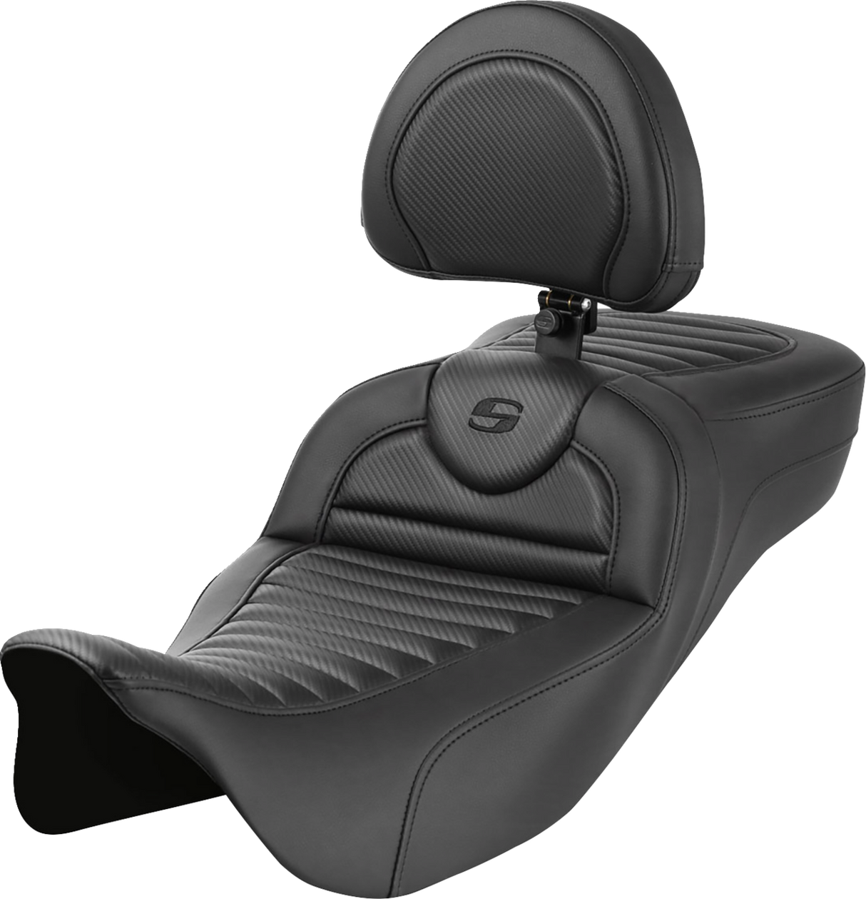 SADDLEMEN Roadsofa* Extended Reach Seat - with Backrest - Tuck-n-Roll - Carbon Fiber 808-07B-205B0