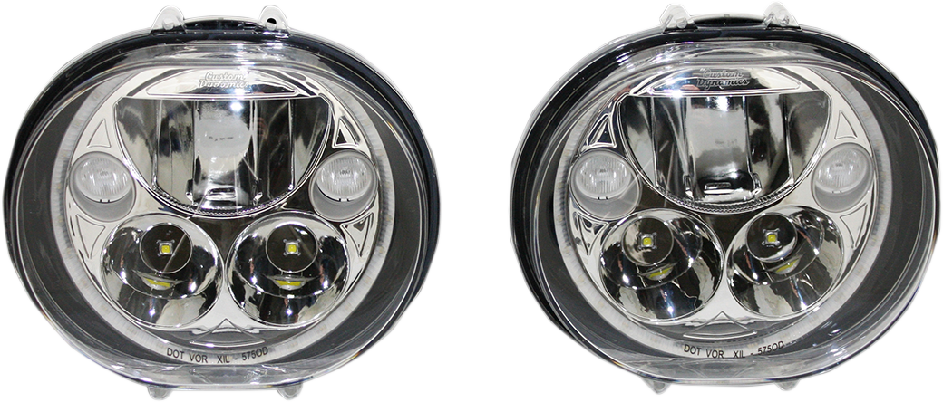 Custom Dynamics LED Headlight - 5-3/4" - Chrome - Pair CDTB-575OV-C - Cycle City Outdoors