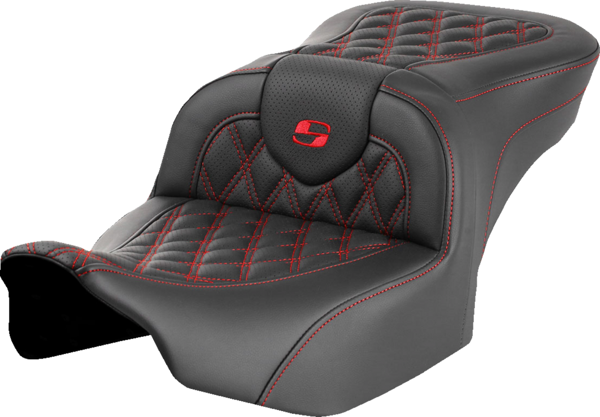 SADDLEMEN Roadsofa* Seat - Red Lattice Stitch - FLTR/FLHX '23-'24 (Part 823-07-18204)