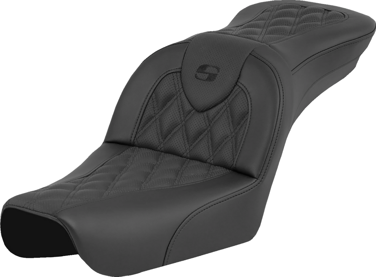 SADDLEMEN RoadSofa* Seat - Lattice Stitch - without Driver Backrest - FXDWG '04-'05 804-05-182