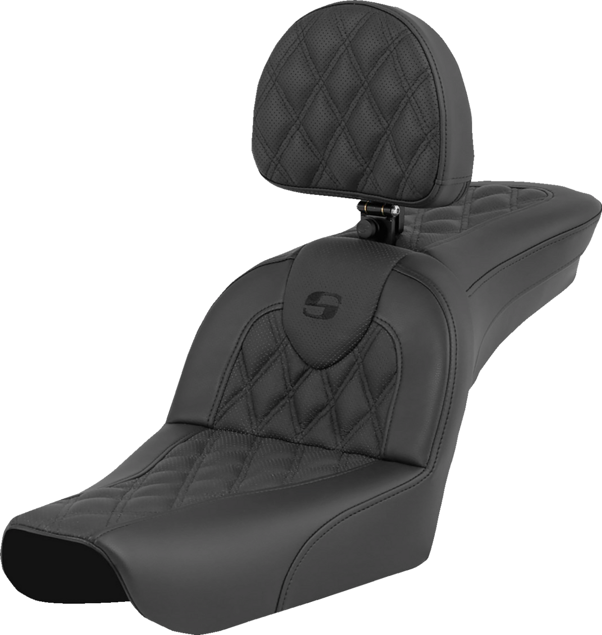 SADDLEMEN RoadSofa* Seat - Lattice Stitch - with Driver Backrest - FXDWG '04-'05 804-05-182BR