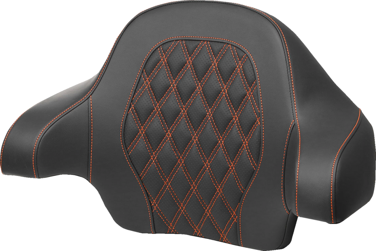 SADDLEMEN Tour-Pak? Backrest Pad - Lattice Stitch - Orange Stitch - FL '14-'24 814-07-15003
