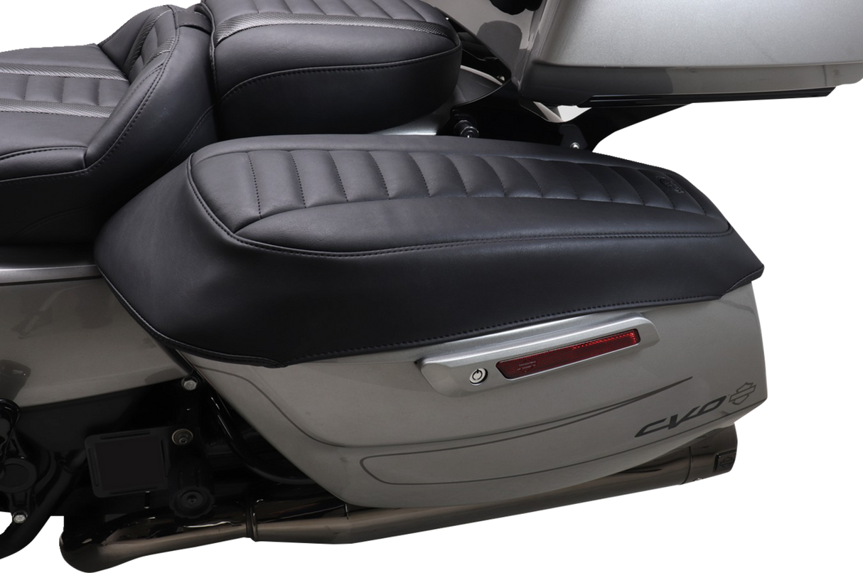 MUSTANG Deluxe Saddlebag Lid Coers - Black w/ Gunmetal Stitch - Touring 88404GM