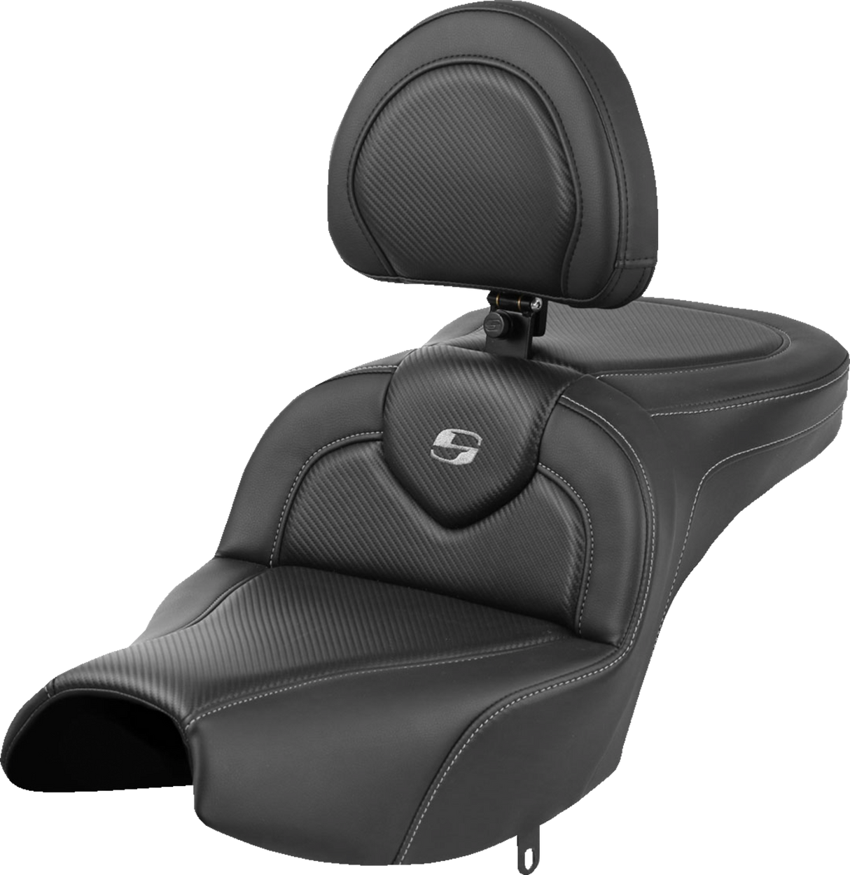 SADDLEMEN Roadsofa* Seat - With Backrest - Black - Carbon Fiber - Indian Pursuit '22-'24 I22-02-185BR