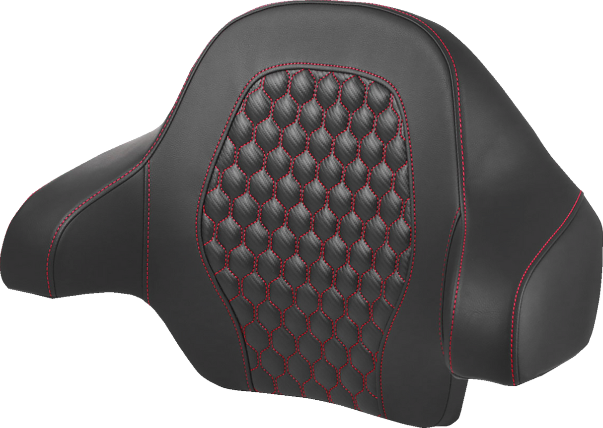 SADDLEMEN Tour Pack Backrest Pad - Honeycomb - Red Stitching - FL '14-'24 814-07-15104