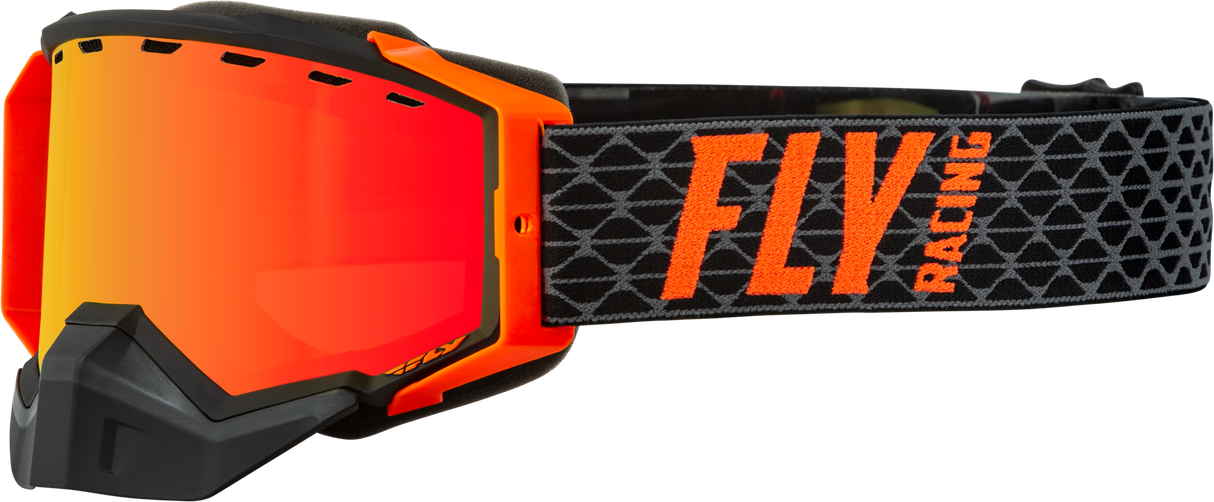 Zone Snow Goggle Black/Orange W/ Red Mirror/Amber Lens - Cycle City Outdoors