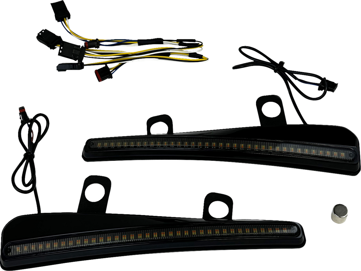 CUSTOM DYNAMICS Windshield Trim - LED - Turn Signal - Black - Smoke Lens CD-RG23-SWT-B