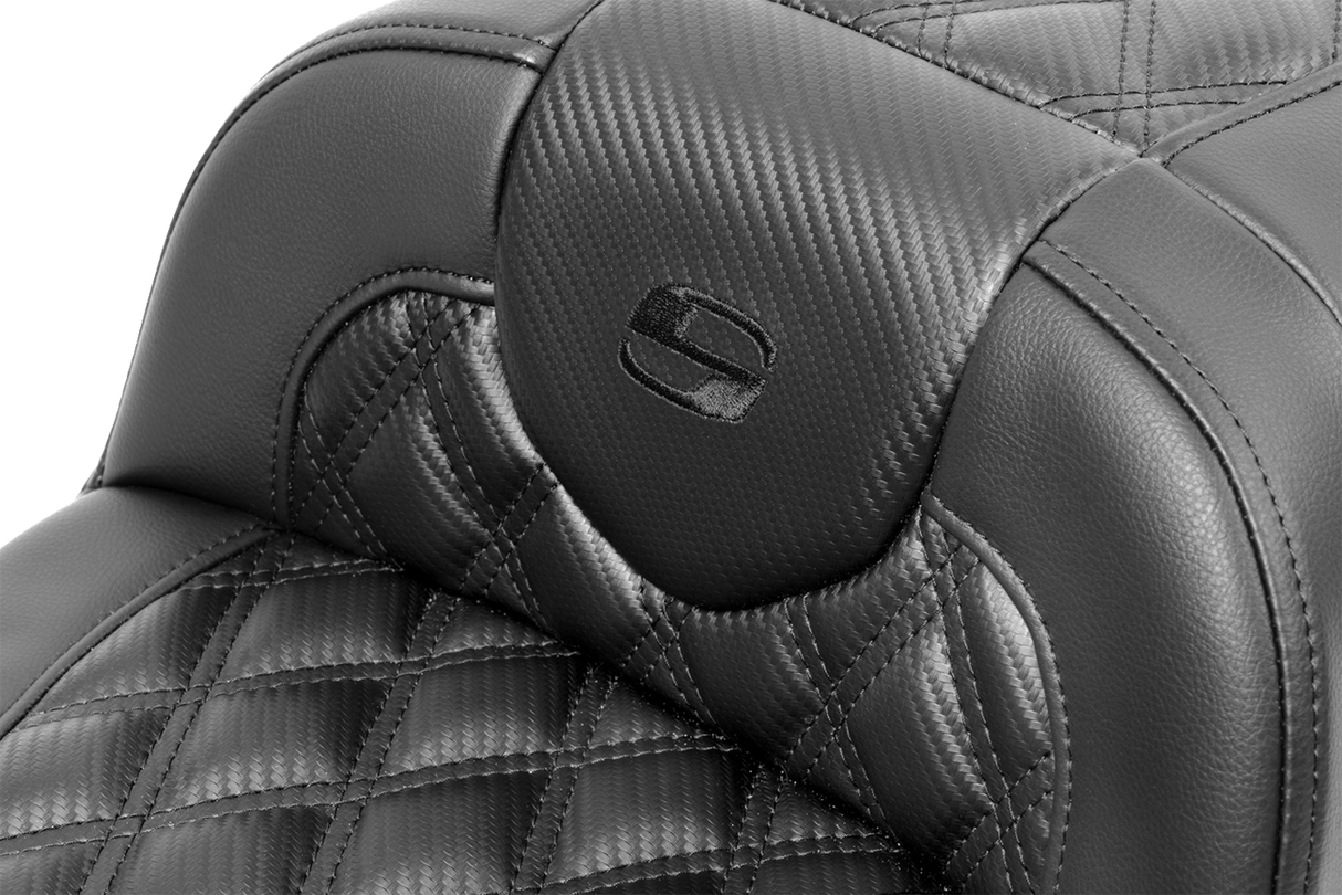 SADDLEMEN Roadsofa* Extended Reach Seat - without Backrest - Carbon Fiber - Lattice Stitch - FLTR/FLHX '23-'24 823-07-20700