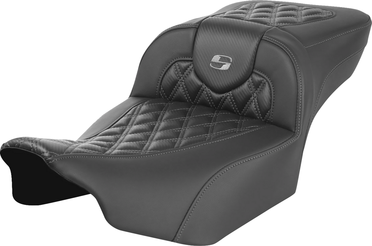 SADDLEMEN Roadsofa* Extended Reach Seat - without Backrest - Lattice Stitch - Dark Gray Stitch - FL/FX '23-'24 823-07-20702