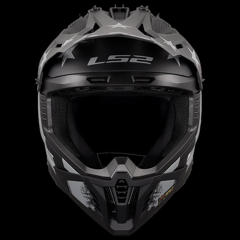 LS2 - Gate II Battle Scar Moto Helmet Matte Gray Tonal Black