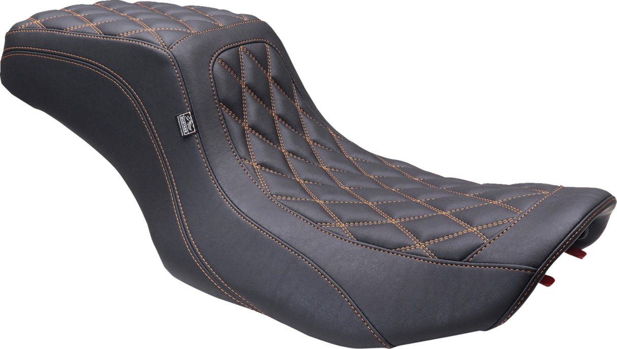 MUSTANG One Piece 2-Up Squareback Seat - Double Diamond - Orange Stitch 88415MO