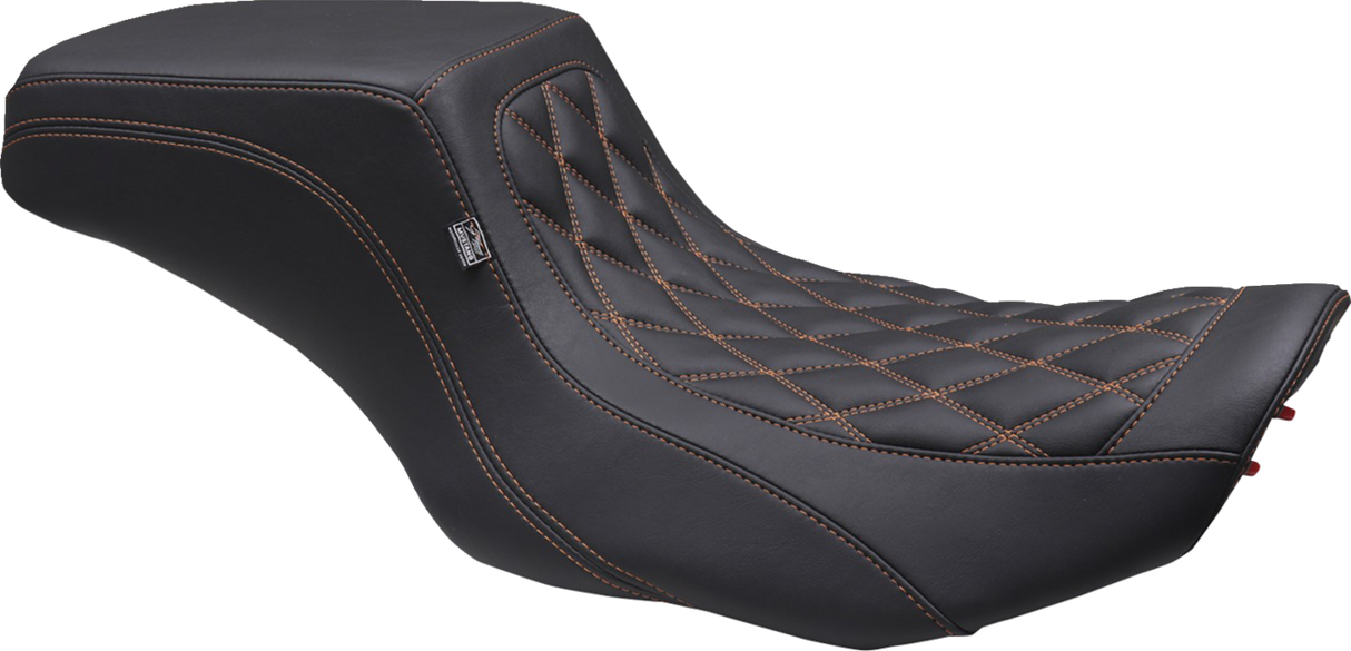 MUSTANG One Piece 2-Up Squareback Seat - Double Diamond - Orange Stitch 88416MO