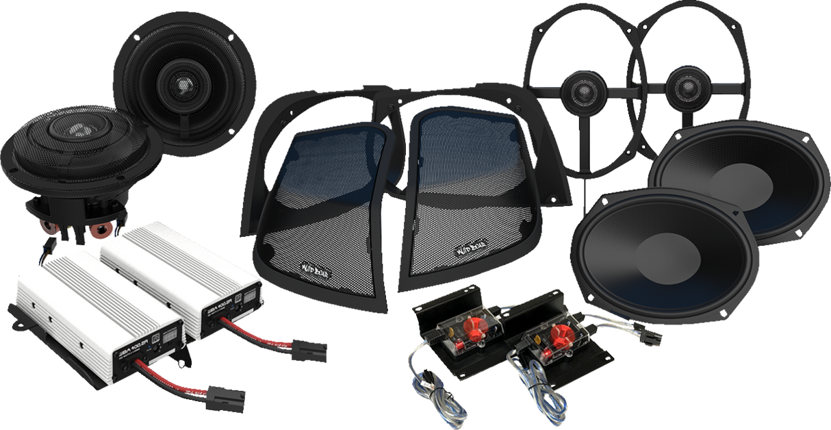 WILD BOAR AUDIO Amplifer/Speaker Kit - Fairing - Saddlebag w/Cut In WBA RETRO 800.4SG