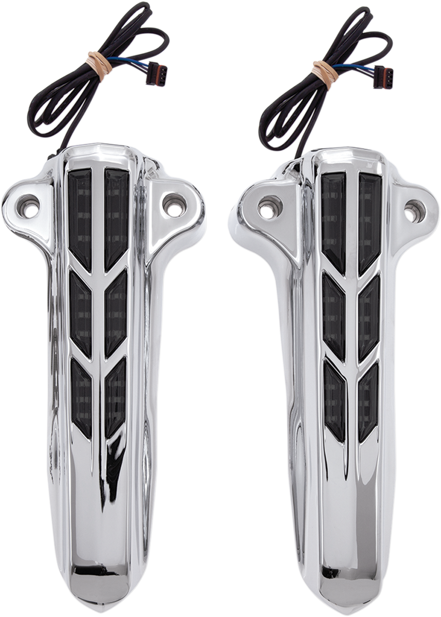Ciro Forkini Lower Leg Covers - Chrome - With LEDs 43001 - Cycle City Outdoors