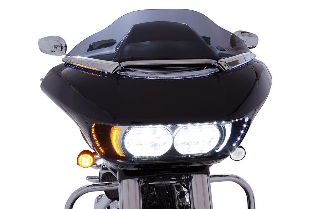 Fang Headlight Bezels for Harley Davidson Road Glide (Chrome) 45250