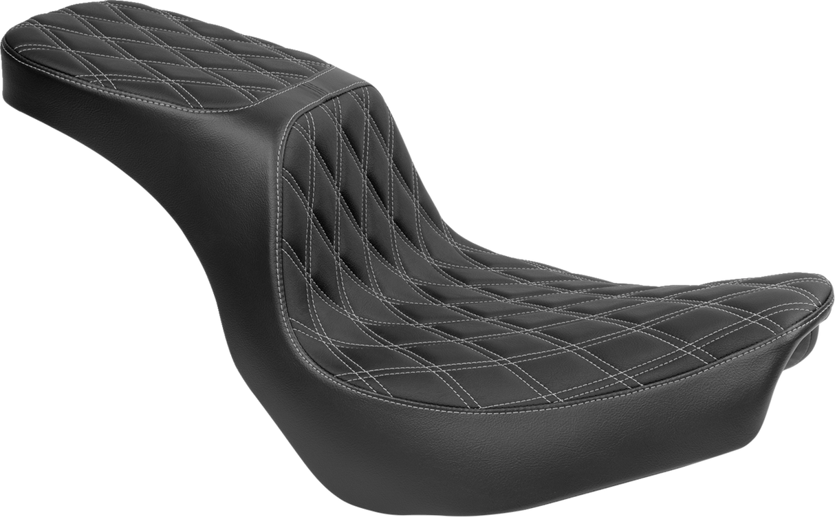 DRAG SPECIALTIES Predator 2-Up Seat - Vinyl - Double Diamond - Silver Stitching - FLSB/FXLRS '18-'24 4688C