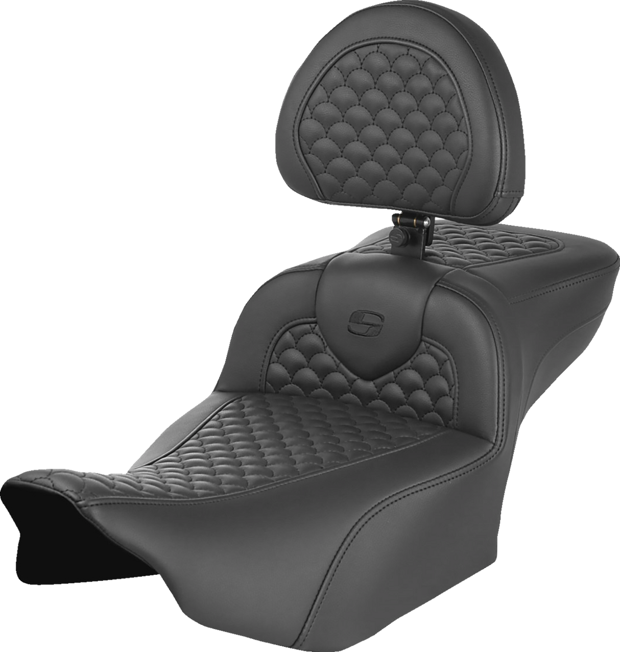 SADDLEMEN Roadsofa* Seat with Backrest - Scallop Stitch - Extended Reach - Part 823-07-209B0 for FLTR/FLHX '23-'24