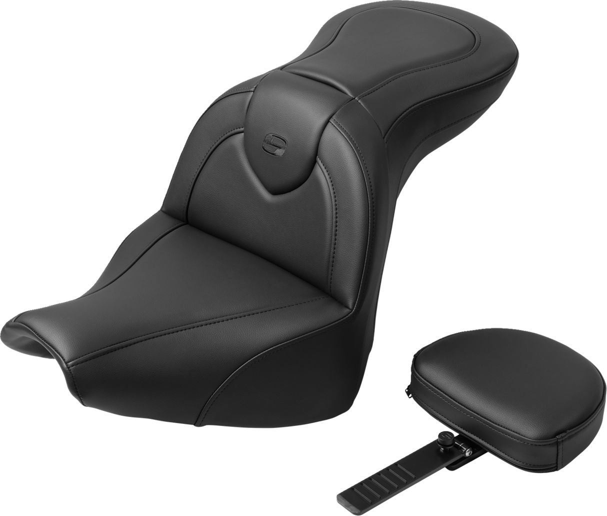 SADDLEMEN RoadSofa* Seat with Backrest - Black Stitch - FXBR/S '18-'20 - Part 818-31-187BR