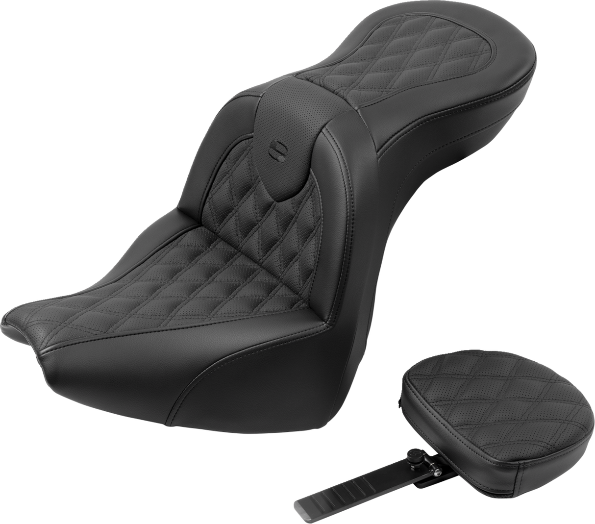 SADDLEMEN Roadsofa* Seat with Backrest - Lattice Stitch - FXBR/S '18-'20 - Part 818-31-182BR