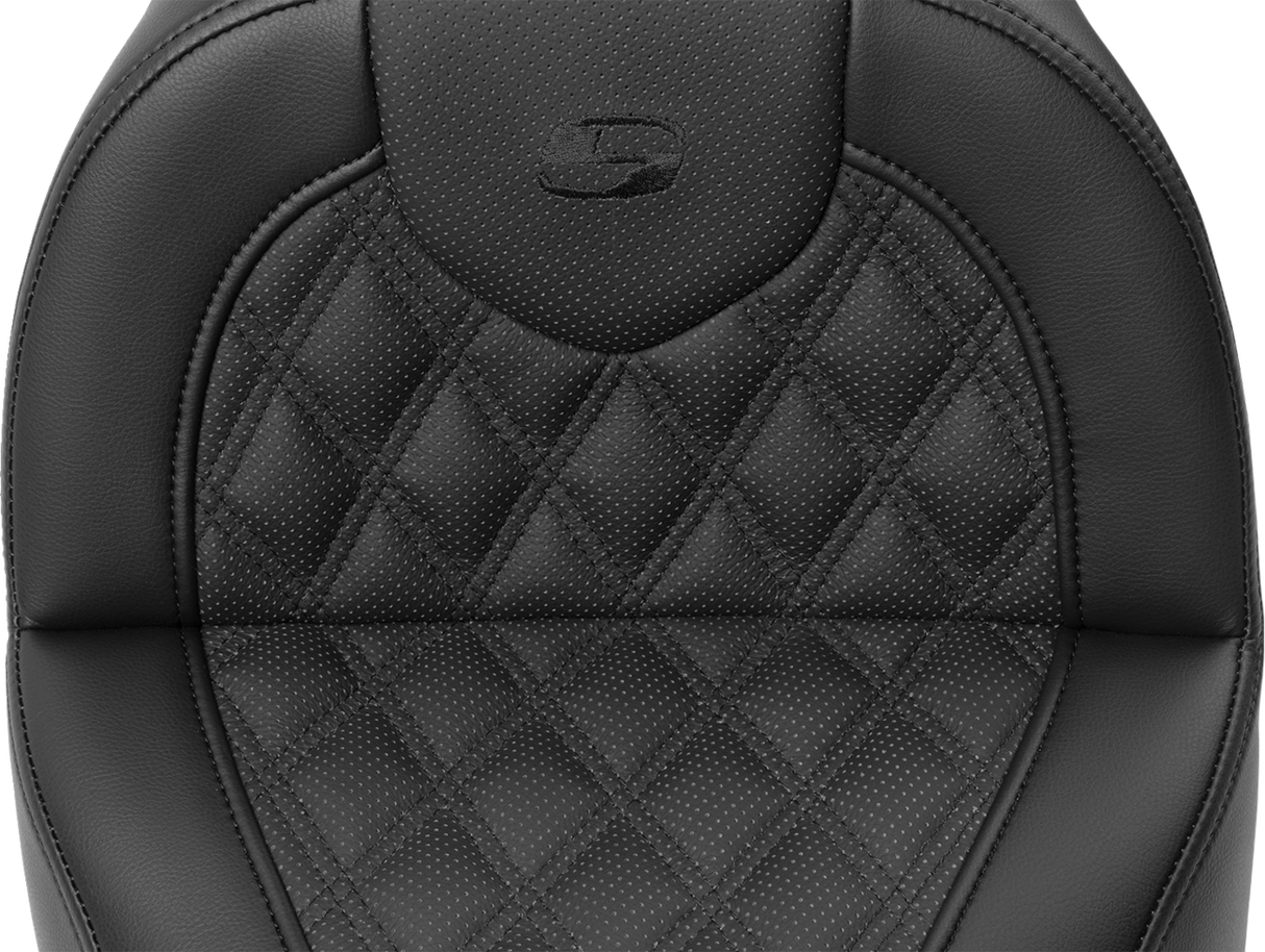 SADDLEMEN Roadsofa* Seat with Backrest - Lattice Stitch - FXBR/S '18-'20 - Part 818-31-182BR