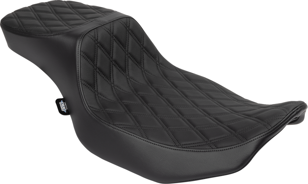 DRAG SPECIALTIES Predator III 2-Up Seat - Extended Reach - Vinyl - Black Double Diamond Stitch - FLHX/FLTR '23-'24 N