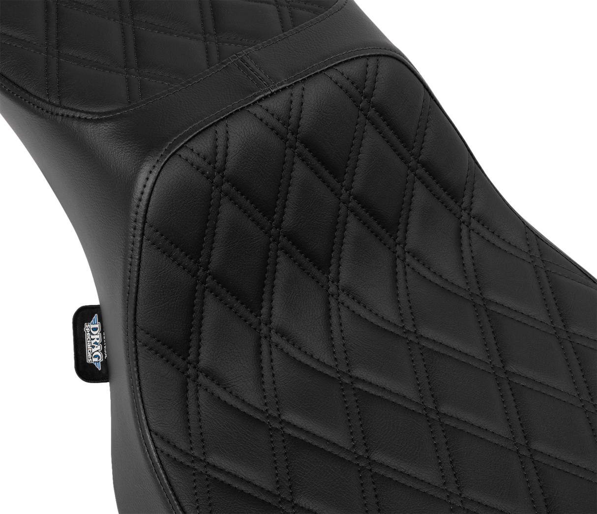 DRAG SPECIALTIES Predator III 2-Up Seat - Extended Reach - Vinyl - Black Double Diamond Stitch - FLHX/FLTR '23-'24 N
