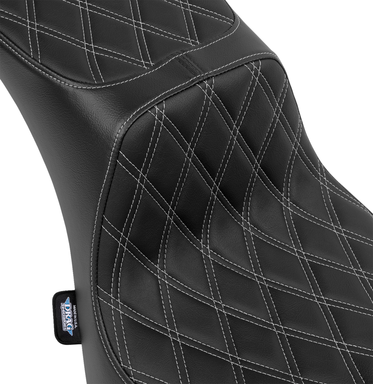 DRAG SPECIALTIES Predator III 2-Up Seat - Vinyl - Double Diamond - Silver Thread - FL '00-'17 4689C