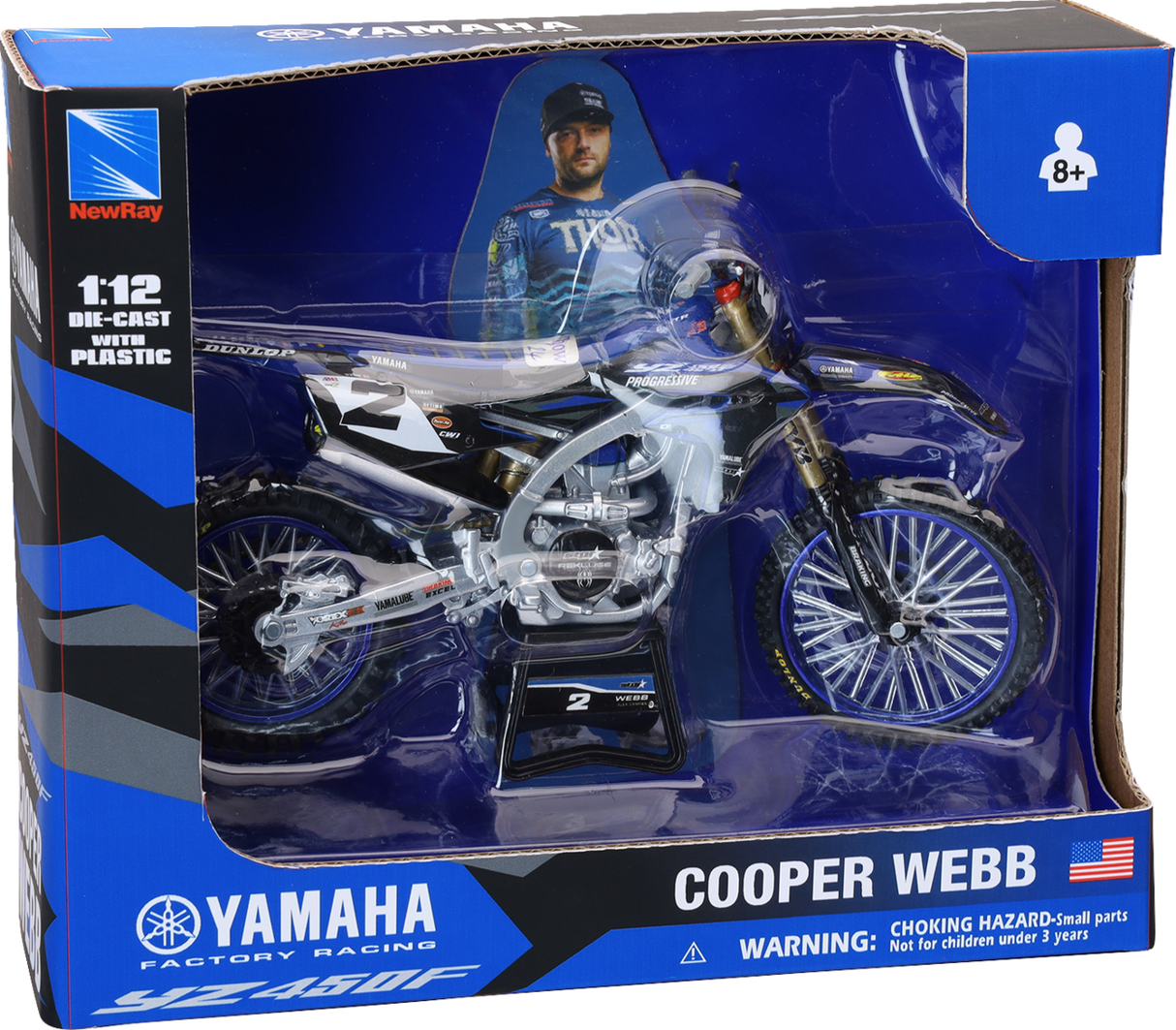 NEW RAY TOYS Yamaha YZ450F Dirt Bike - 1:12 Scale - Cooper Webb #2 58483