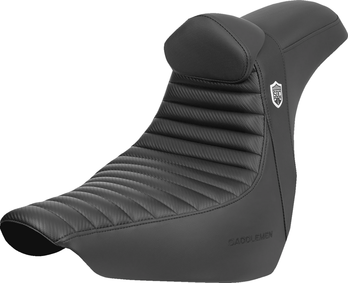 SADDLEMEN Pro Series SDC Performance Seat with Backrest - Tuck-n-Roll/Carbon Fiber - FLSB/FX '18-'24 SC81829TB