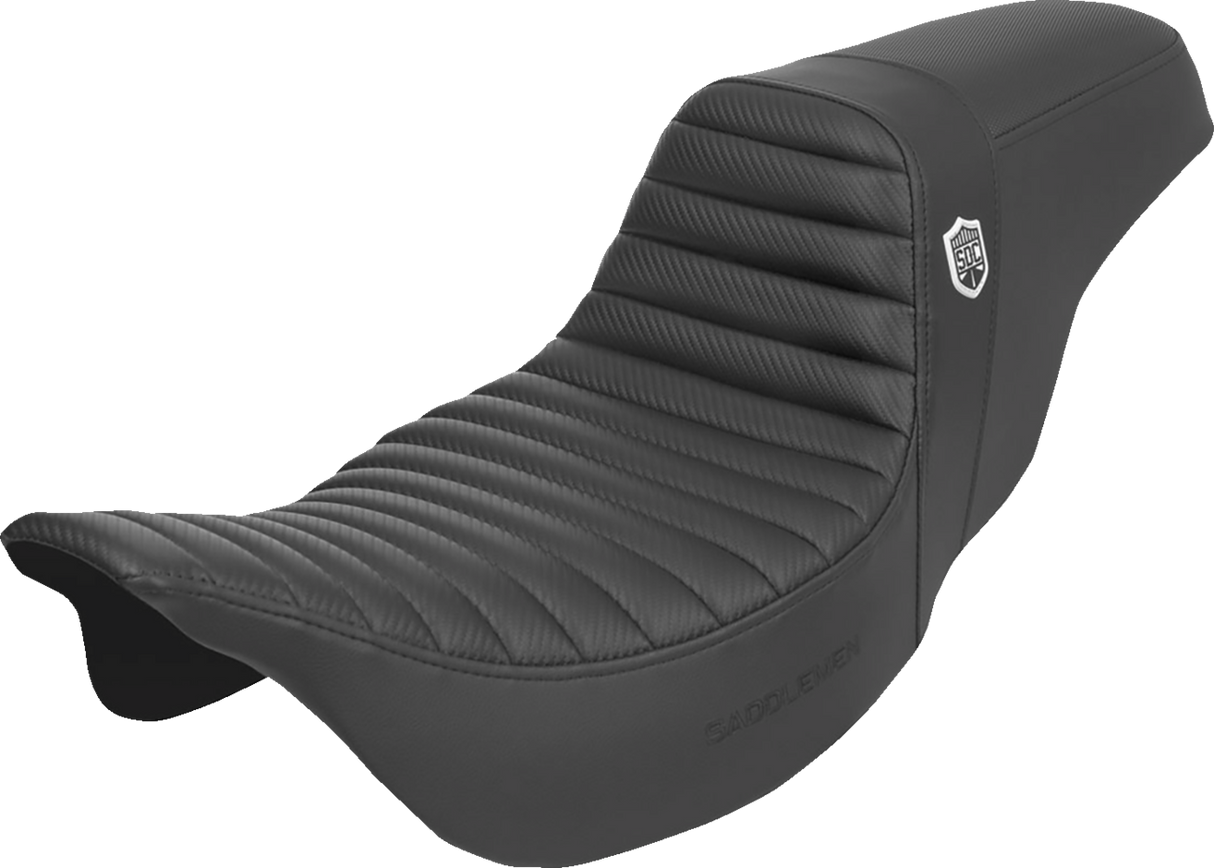 SADDLEMEN Pro Series SDC Performance Seat - w/o Backrest - Tuck-n-Roll/Carbon Fiber - Gripper - FL '08-'23 SC80807T