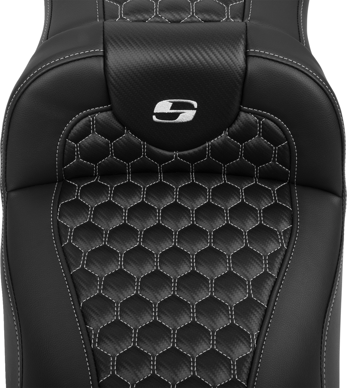 SADDLEMEN Roadsofa* Extended Reach Seat - with Backrest - Honeycomb - Silver Stitch - FLTR/FLHX '23-'24 823-07-190B5