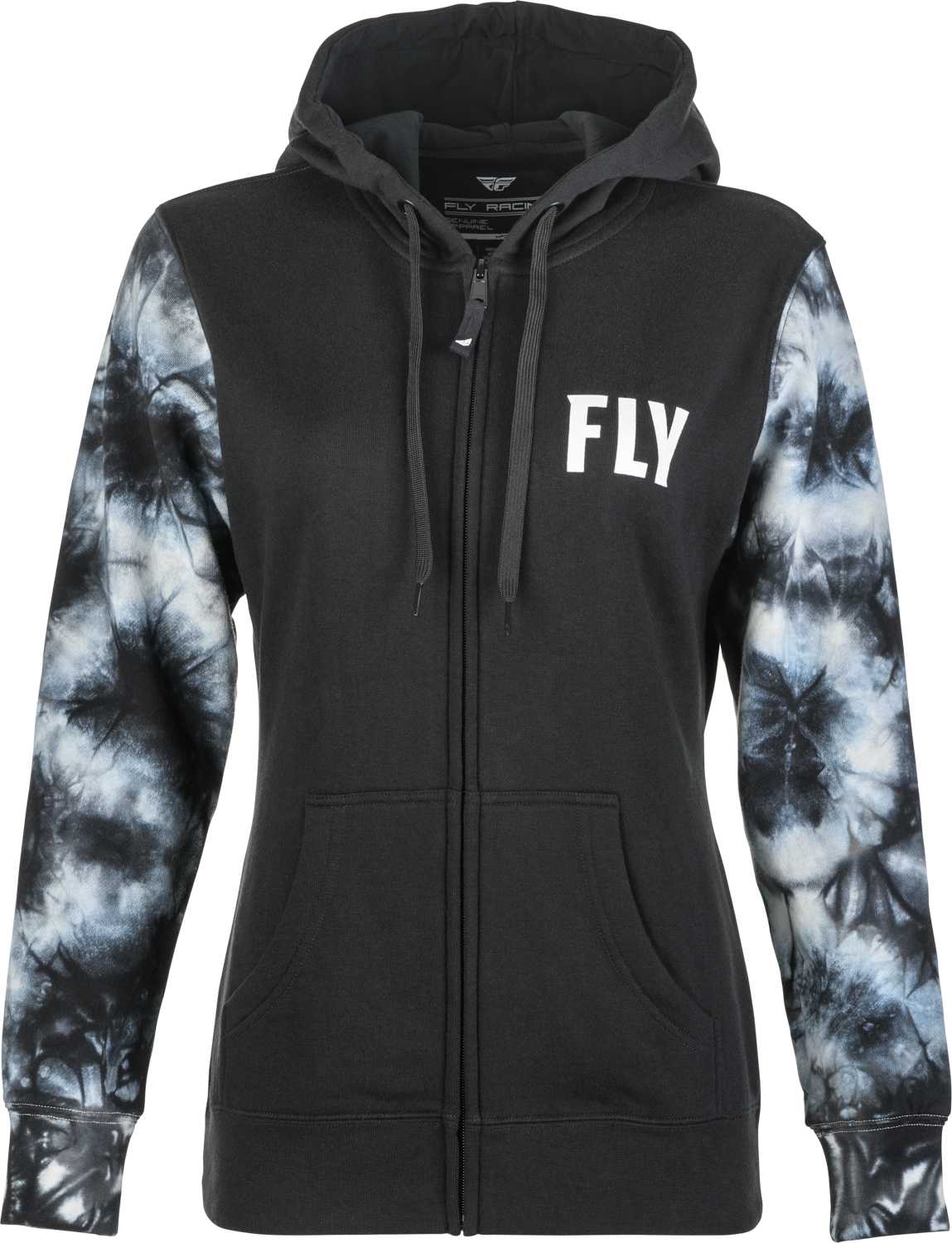 Women's Fly Tie Dye Zip Up Hoodie Black/Grey 2x - Cycle City Outdoors